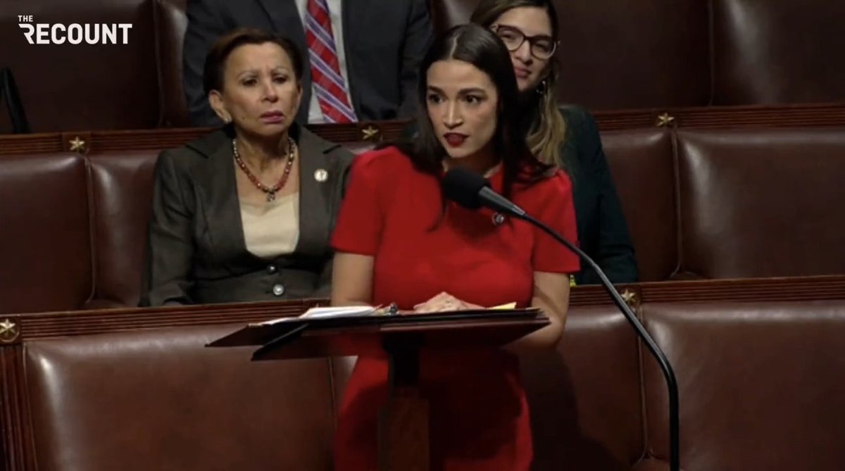 Rep. Alexandria Ocasio-Cortez (D-NY) is told to provide a translation on the House floor after speaking in Spanish in support of the Puerto Rico Status Act.