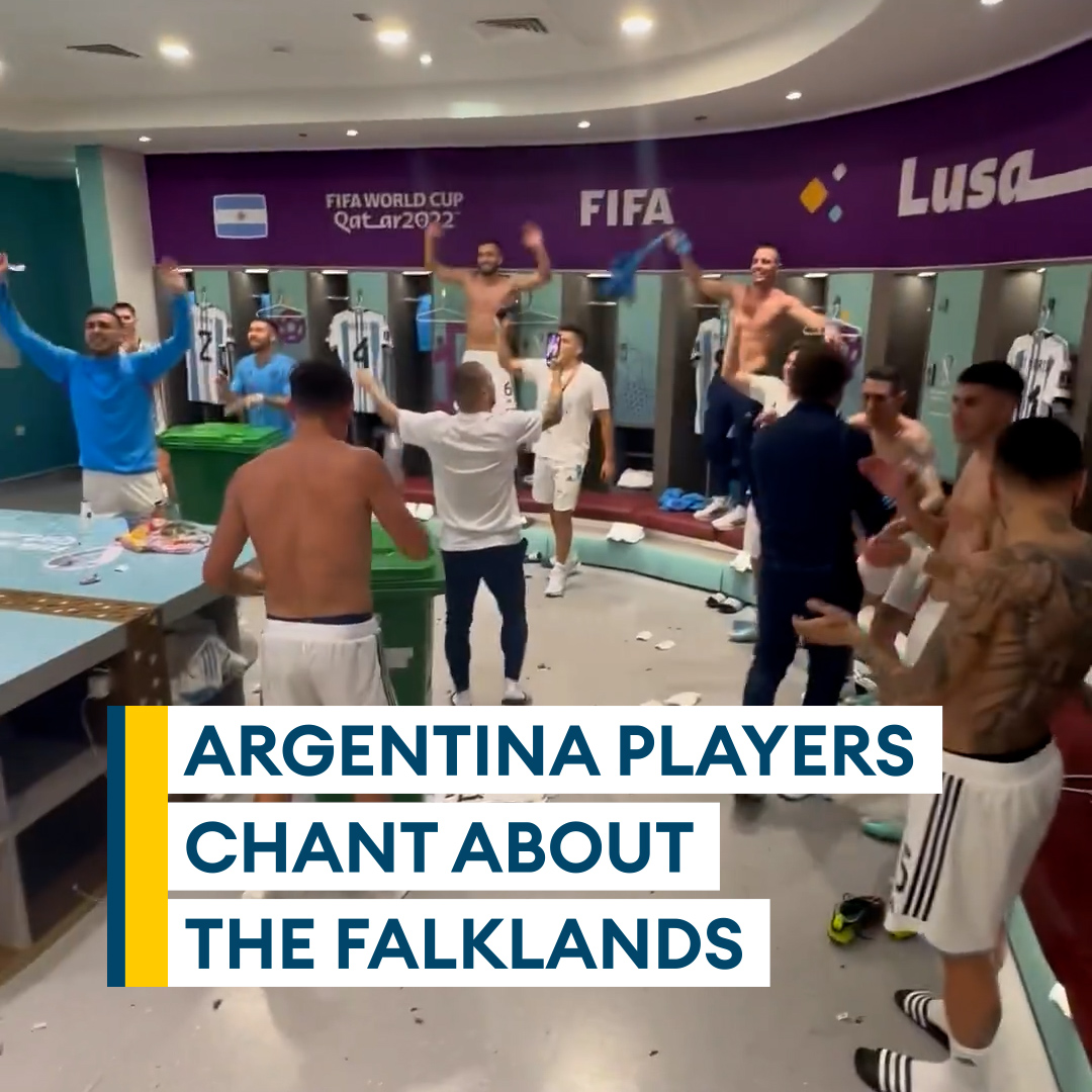 Argentina's football players have been filmed singing an anti-English song at the #FIFAWorldCup. The team referenced the Falklands War as they celebrated reaching the final of the tournament.