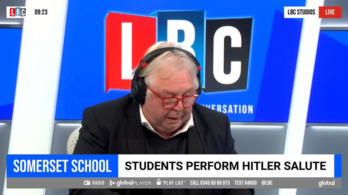 'I'm not going to nitpick it in the hope that it pleases a few people!' Writer of the play 'Adolf', Pip Utton, assures Nick Ferrari he will not be modifying his show, after backlash for students demonstrating a Nazi salute at one of his performances.
