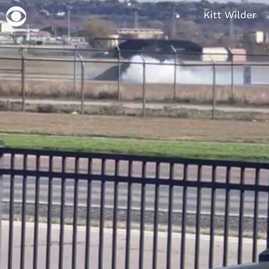 Dramatic video shows a pilot ejecting from a fighter jet during a failed vertical landing at a military base in Fort Worth, Texas.