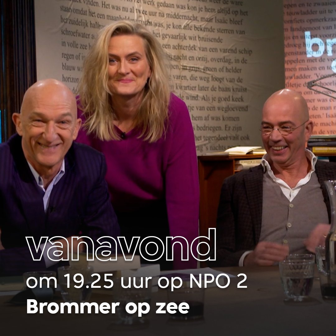 Vanavond in #brommeropzee: Tommy Wieringa en Marjolijn van Heemstra met vier boeken die hen houvast geven, debutant Ananda Serné, illustrator Charlotte Dematons en Lilianne Ploumen in het leeshok. Waar? Wanneer? Vanavond dus, om 19.25 uur, NPO 2 bij de vpro. ;)