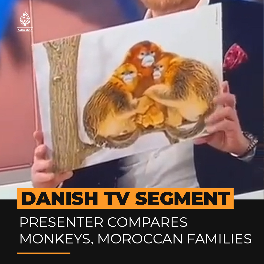 This Danish TV channel compared a family of monkeys hugging to Moroccan footballers hugging their mothers at the #FIFAWorldCup