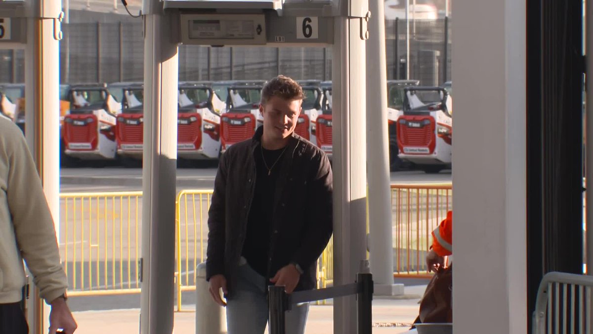Zach Wilson arrives prior to today's game against the Lions