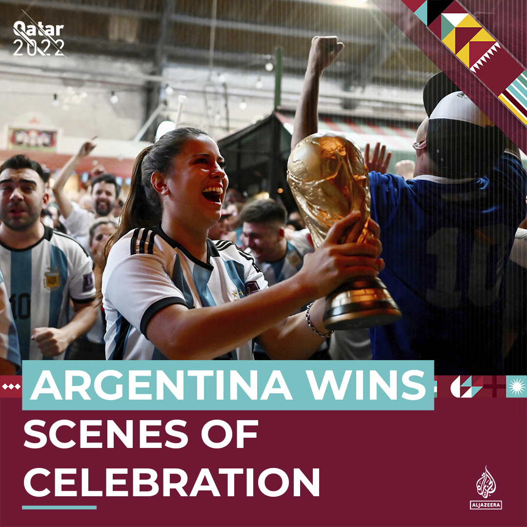 This is how Argentina fans reacted as their team sealed their first World Cup win for 36 years, with a penalty shootout win over France 👇 🔗: