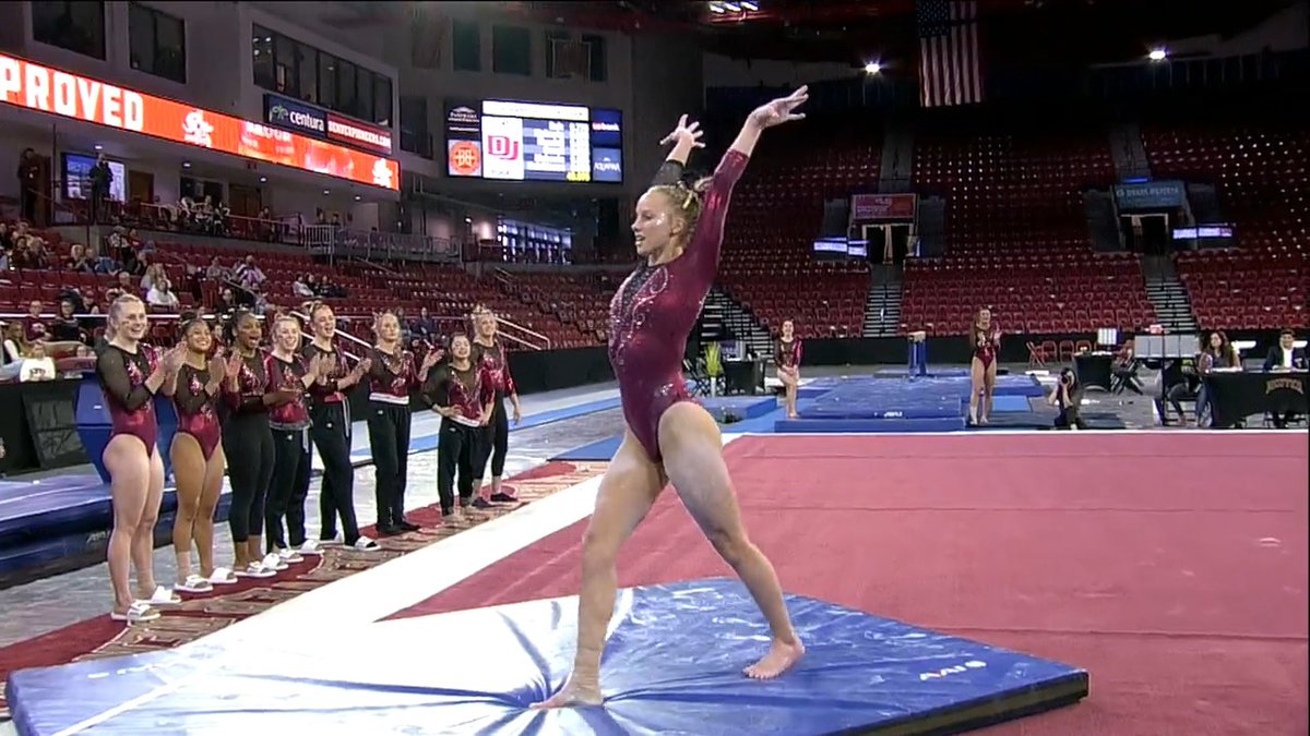Here it is, your first look at Jessica Hutchinson doing her mom's 1992 Olympic floor routine! #GoPios | #NCAAGym
