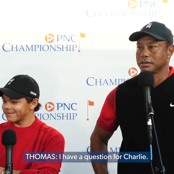 🎙️ Good question from Justin Thomas. Great answer from Charlie Woods 😅