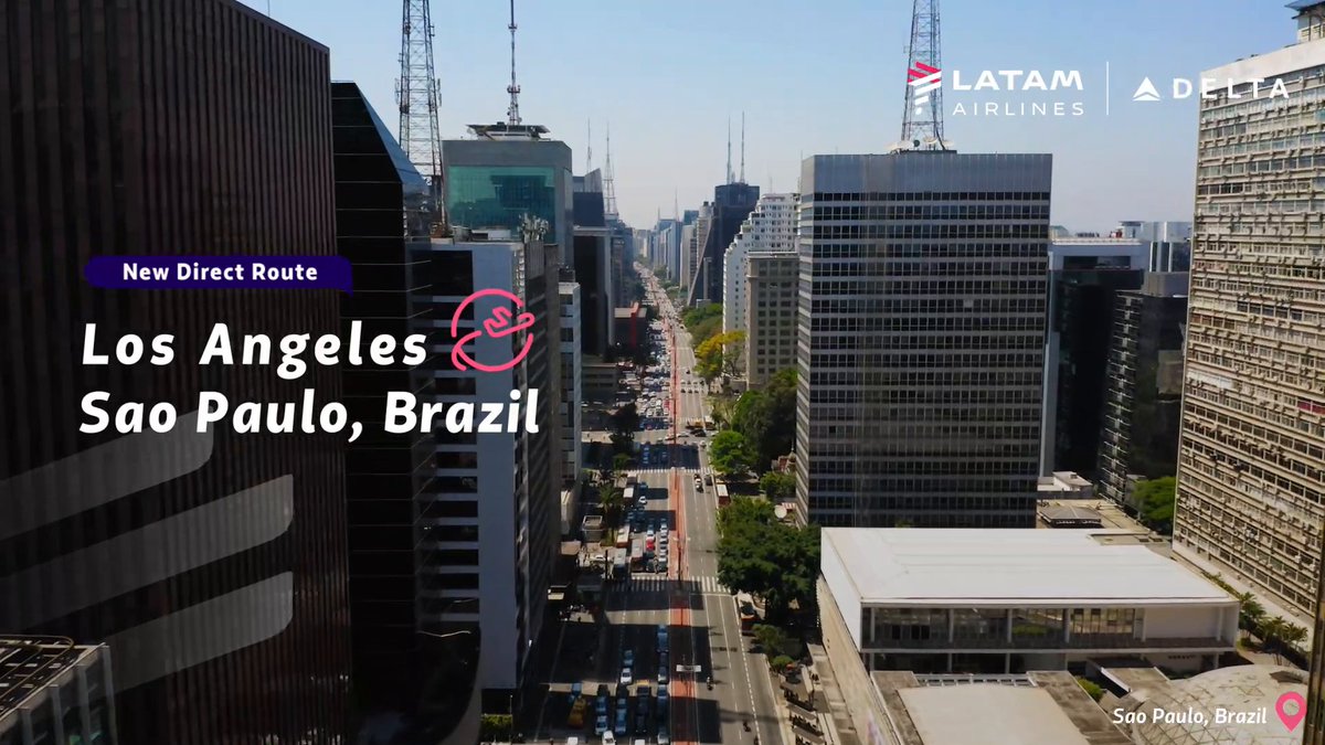 LATAM and Delta have made it possible! 🤝 New and exclusive route between Los Angeles 🇺🇸 and Sao Paulo 🇧🇷✈️ with 3 weekly flights to connect with all of South America.