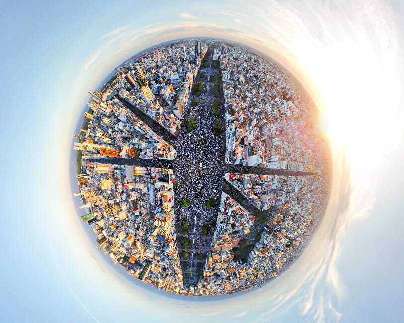 Las imágenes de #ElDroneDeInfobae de un festejo histórico en la 9 de Julio
