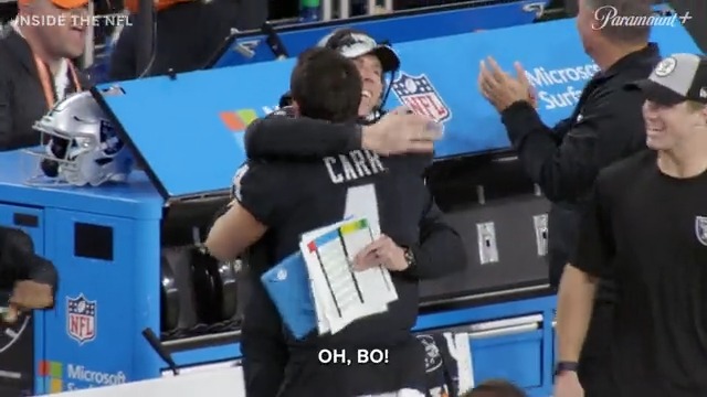 .@DerekCarrQB was all of us watching that insane Las Vegas Raiders game-winner (via NFL Films, @InsideTheNFL)