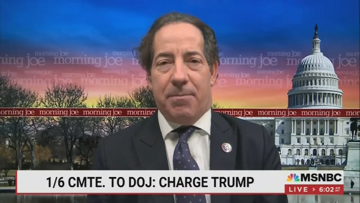 .Rep. Jamie Raskin says he's "very confident" the 1/6 Committee's Trump referrals will get the DoJ to act: "We only stated charges where we thought that the evidence was abundant or overwhelming and we believe the prosecutors could satisfy easily every element of each of the offenses."