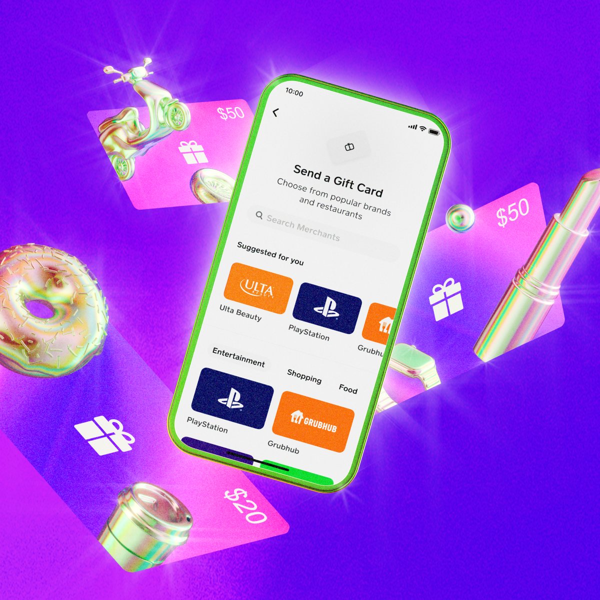 Everyone's favorite gift: the gift card. You can now send digital gift cards directly through Cash App. Plus, we're giving 500 people $20 to spend with brands like Ulta Beauty, PlayStation, and Grubhub. Follow us and drop your $cashtag below to enter. #CashAppGiftCards
