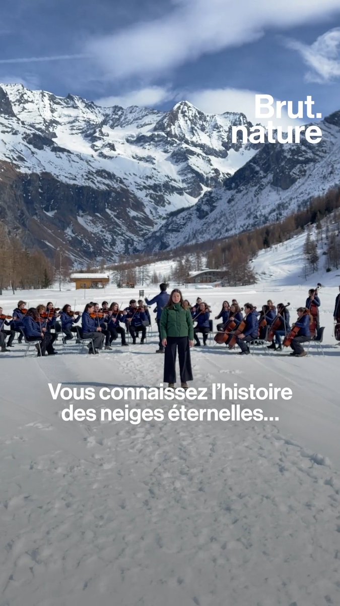 Quand un orchestre joue devant les neiges que l'on pensait éternelles… Brut a suivi CamilleEtienne et 35 musiciens pour ce moment poétique sur le tournage épique de son court-métrage "Glacier".