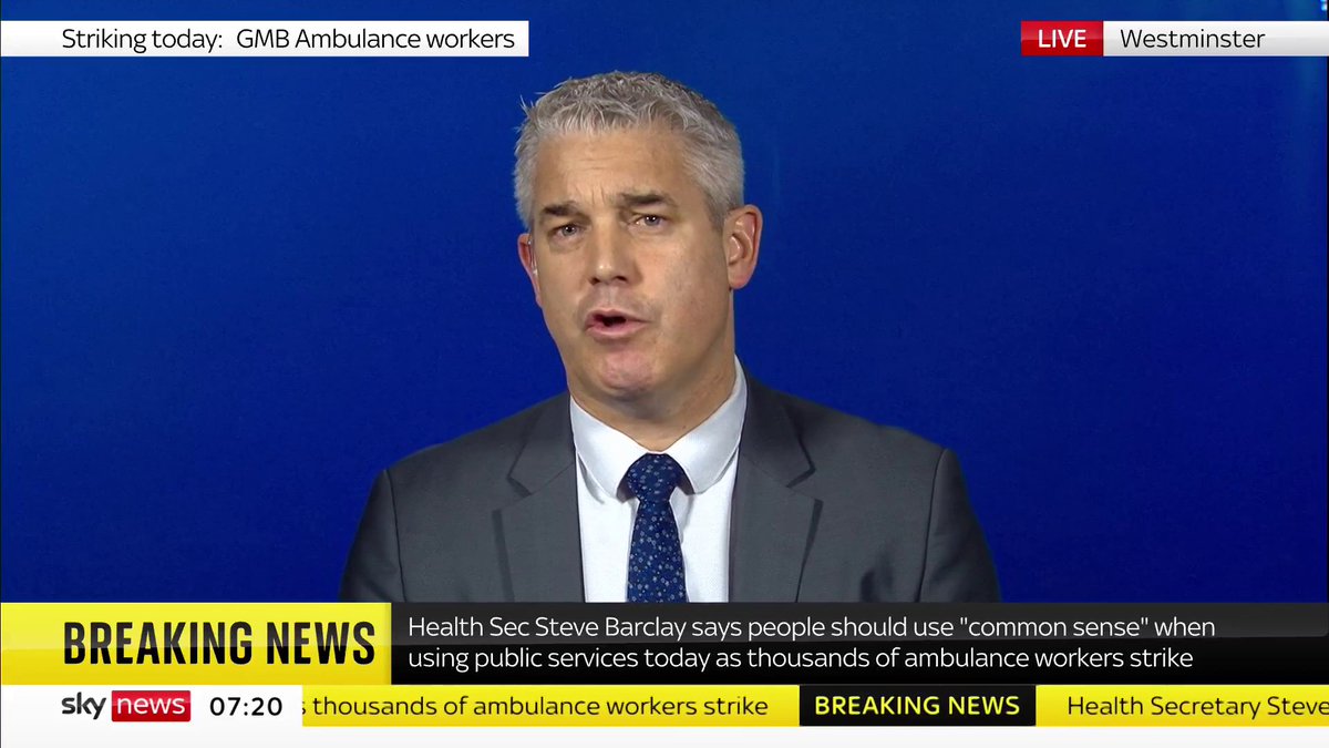 Trade unions "have chosen this time for the strike" when the health system is under "significant pressures" from flu, COVID and other illnesses says Health Secretary Steve Barclay MP. 📺 Sky 501, Virgin 602, Freeview 233 and YouTube