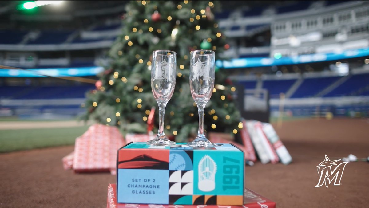 Celebrate the holidays by scoring tickets to 3 games including Opening Day 2023 plus a Marlins 30th Anniversary themed champagne glass set! 🥂✨: