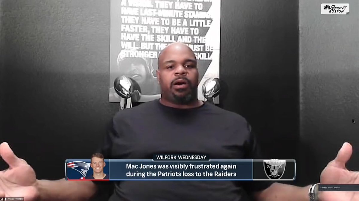 "I'm tired of that. You're the leader of this team... you can't be frustrated every single week" Vince Wilfork tells Tom Giles he doesn't want to see Mac Jones' frustrations on the field anymore