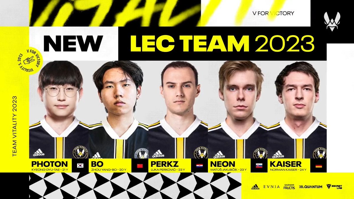 TOGETHER WE FIGHT 🐝🎵 2023 LEC ROSTER: Top - Photon Jungle - @Zyblol Mid - Luka ADC - @Neon_EUW Support - @Kaiserlol *Pending Riot Approval #VforVictory
