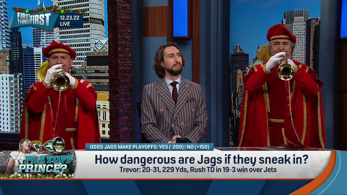 "The Prince has arrived — as Promised!! I guarantee the Prince will win a playoff game." — nick wright celebrates Trevor Lawrence's arrival with a regal ceremony 🎺🎺🎺🎺