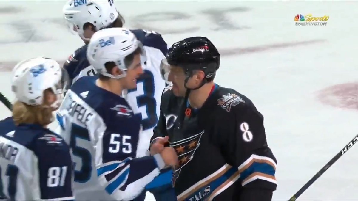 Winnipeg Jets pay respect to Alex Ovechkin after the game. Awesome.