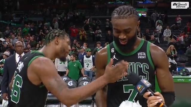 "From now on that's how you 🤬 play" marcus smart crashed Jaylen Brown postgame interview with Abby Chin 😂