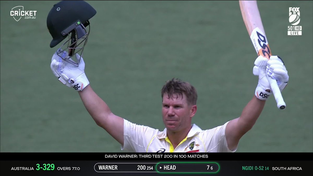 A double century for David Warner! But his #OhWhatAFeeling jump comes at a cost! 😬 #AUSvSA | Toyota Australia