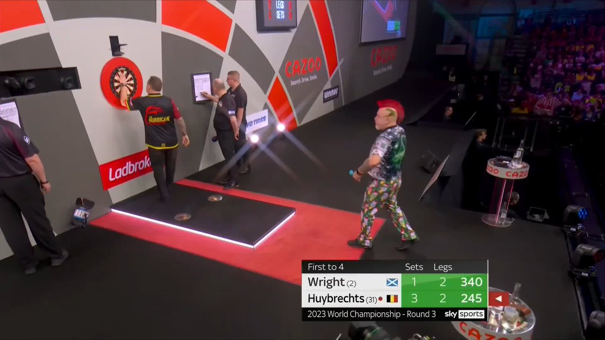 THE CHAMP IS OUT! ❌🤯 Kim Huybrechts dumps out the World Champion in the third round! A massive upset to close out Night Ten as the Belgian reels off four sets on the spin to eliminate Peter Wright! WOW. #WCDarts | R3