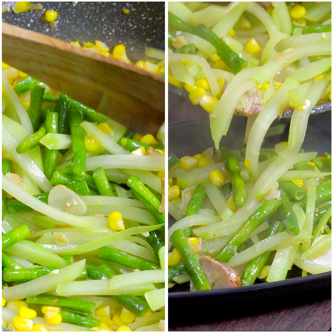 Cukup dengan 3 bahan utama yaitu Labu, Kacang Panjang, dan Jagung. Kalian udah bisa bikin tumisan sayur cepat, mudah, dan enak. Cus langsung bikin Tumis Labu Kacang Panjang Jagung, selamat mencoba 😀 Resep lengkap klik :