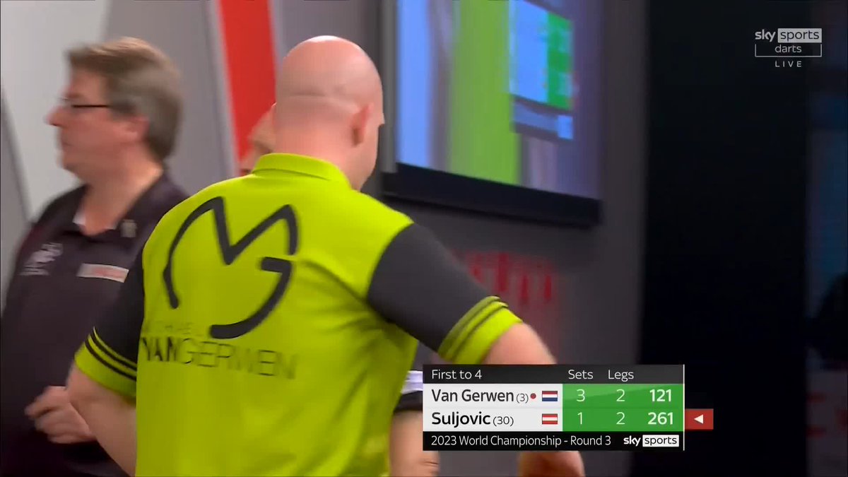 INSANITY FROM SULJOVIC!!!!! 🤯 Michael van Gerwen declines a dart at the bullseye and Mensur takes out 161 to clinch the set! Just look at Van Gerwen's face 😂 Breathtaking! #WCDarts | R3 📺