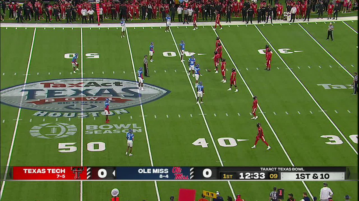 To start its bowl game, Texas Tech lined up in the Air Raid formation to honor its former coach Mike Leach. Leach’s Egg Bowl rival Ole Miss declined the penalty for delay of game. Class all around in tribute to the Pirate 🏴‍☠️