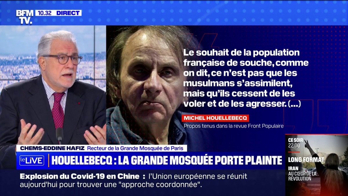 💬 "Il oppose les Français de souche et les musulmans" Le recteur de la Grande Mosquée de Paris explique pourquoi il a porté plainte contre Michel Houellebecq