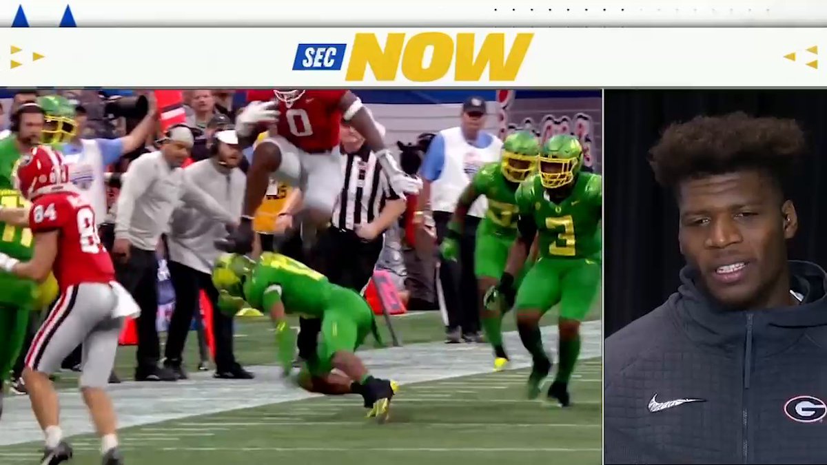 "When I was in the air I was like 'Whoa, this is going to be on ESPN'" 😂 -Darnell Washington on his hurdle against Oregon