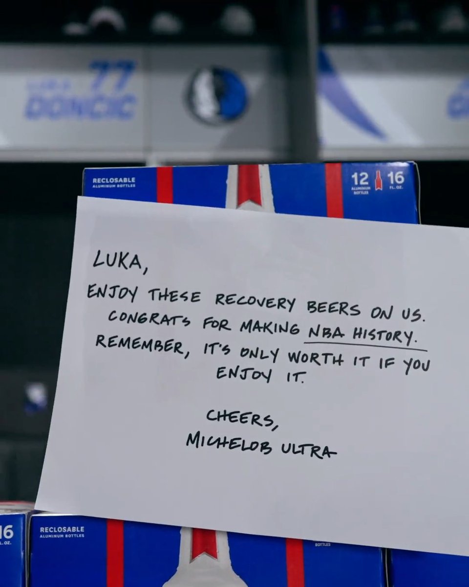 Ask and you shall receive, @luka7doncic. Thanks for the assist, @michelobultra! 🍻 #MFFL