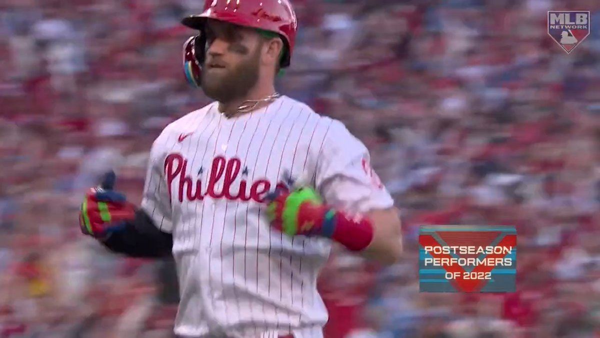 Coming in as our #โฃ2โฃ Top Postseason Performer of 2022: He hit the home run of his life, along with many other memorable moments for the Philadelphia Phillies. It's the NLCS MVP, Bryce Harper!