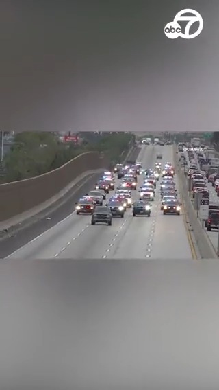 Massive entourage of law enforcement vehicles chased a murder suspect after Riverside County sheriff's deputy was killed in a shooting in Jurupa Valley. The suspect also died following the chase, which ended with gunshots on the 15 Freeway