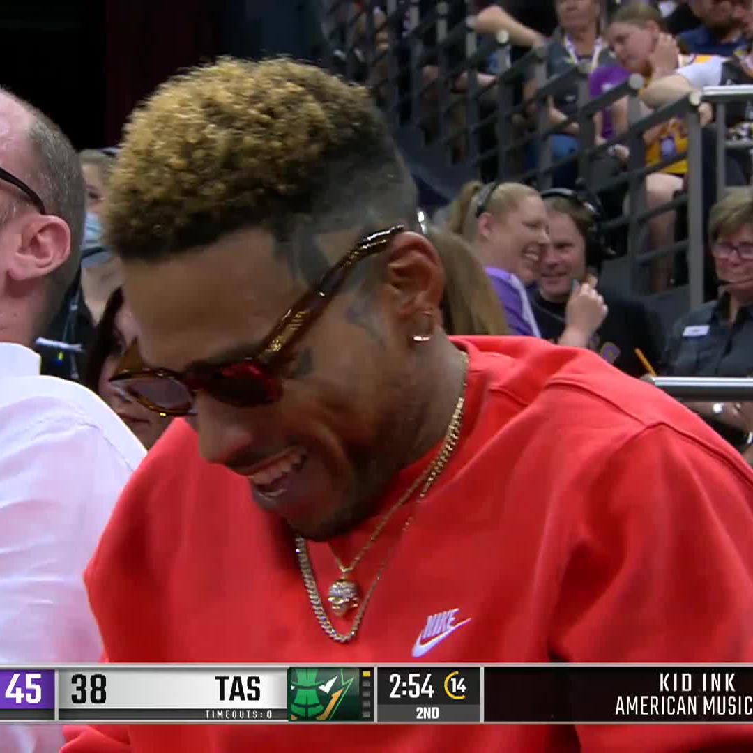 Kid Ink at the Q checking out the Sydney Kings action 👀 Andrew Gaze will be a fan soon enough, Kid Ink Watch #NBL23 live on ESPN via Kayo Sports + Foxtel 📺