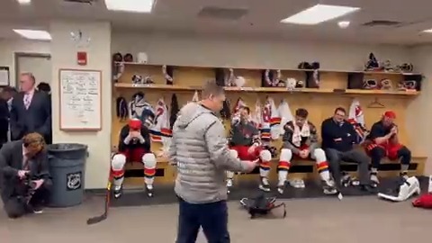 Dawson Mercer's dad Craig had us ready to crash through a wall. 🫡