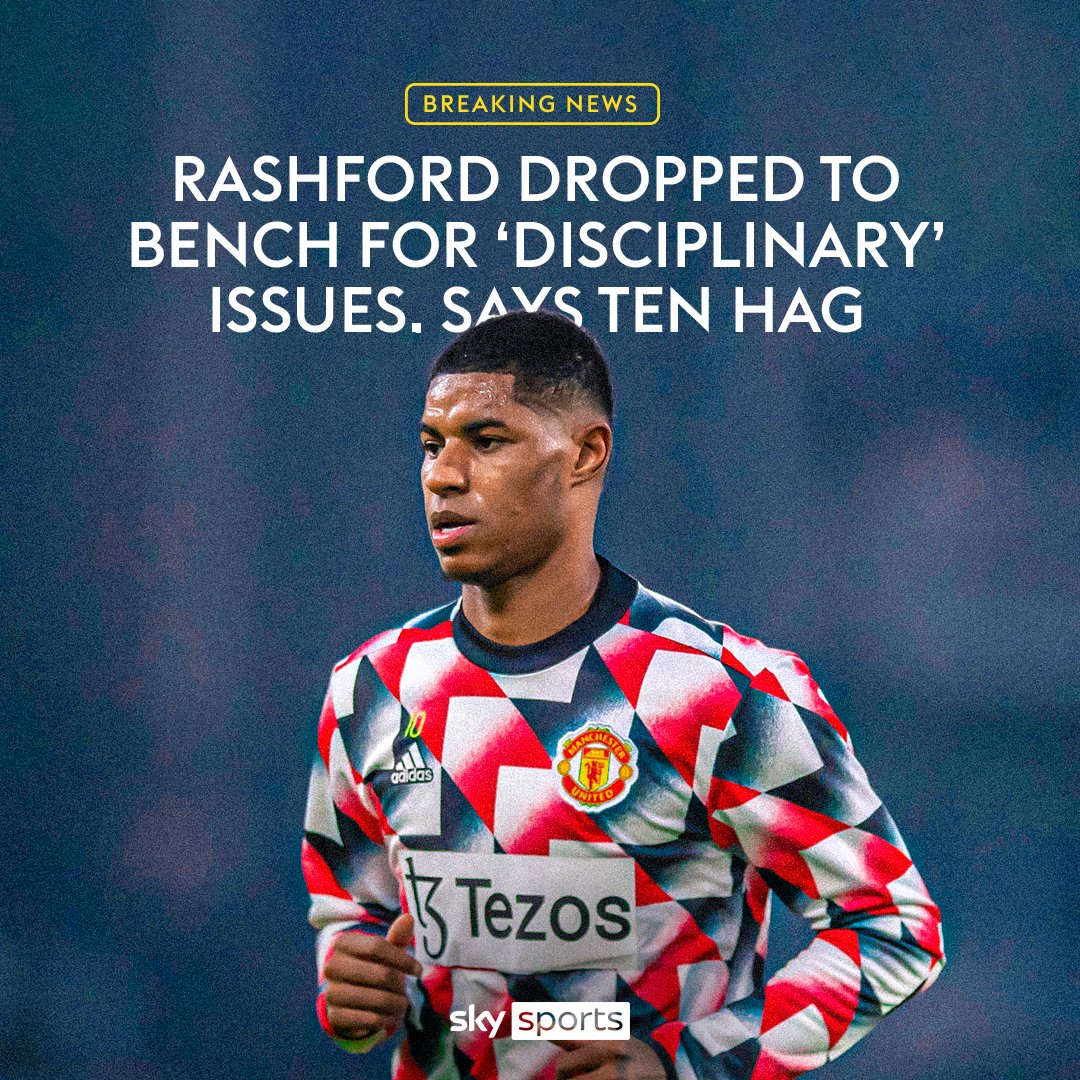 Marcus Rashford has been dropped to the bench for todays fixture for an internal disciplinary issue 👇