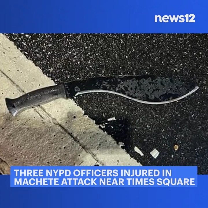 NYE ATTACK: A man wielding a machete attacked three #police officers at the #NewYear’sEve celebration in #NewYorkCity, striking two of them in the head before an officer shot the man in the shoulder.