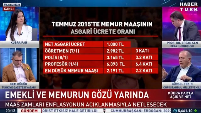Memur ve emekliye zam yüzde kaç olmalı? #AçıkveNet'te kübra par sordu; Gürsel Tekin yanıtladı: "Sefalet içinde yaşayan milyonlarca emeklimiz var. Bizim intibak yasasını çıkarmamız lazım. Zaten CHP iktidarda olsaydı insanlarımız bu durumda olmazdı."