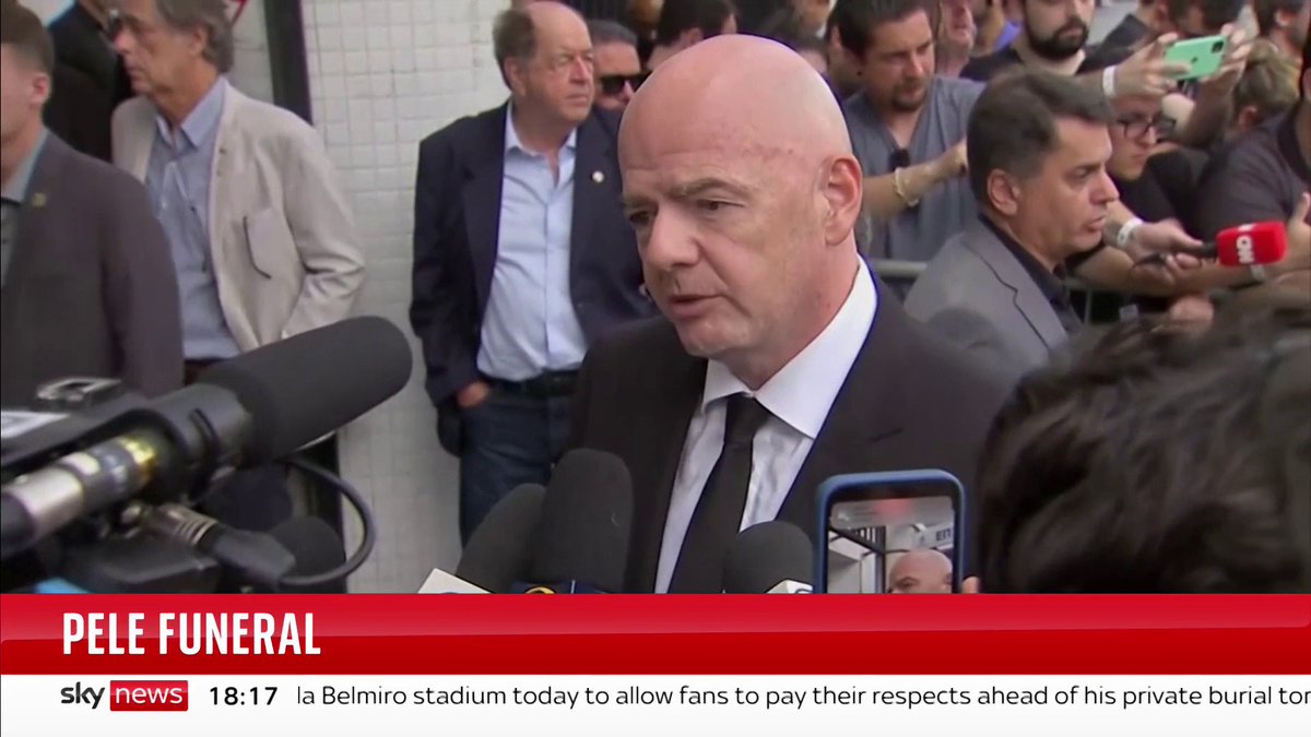 FIFA President Gianni Infantino, who is in Brazil for Pele's funeral, told reporters: "We're going to ask every country in the world to name one of their football stadiums with the name of Pele." Read more: 📺Sky 501, Virgin 602, Freeview 233 and YouTube