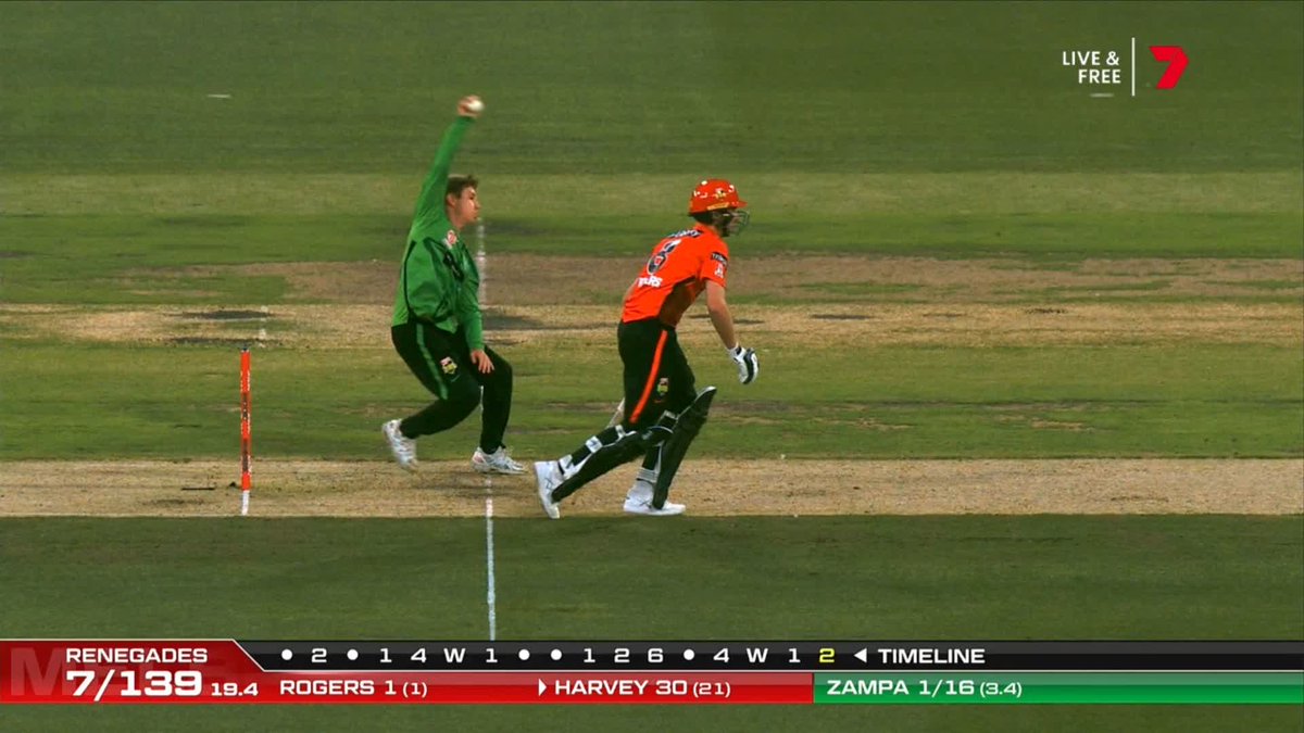 Adam Zampa's attempt at a run out was deemed by the Third Umpire as not out 👀 #BBL12
