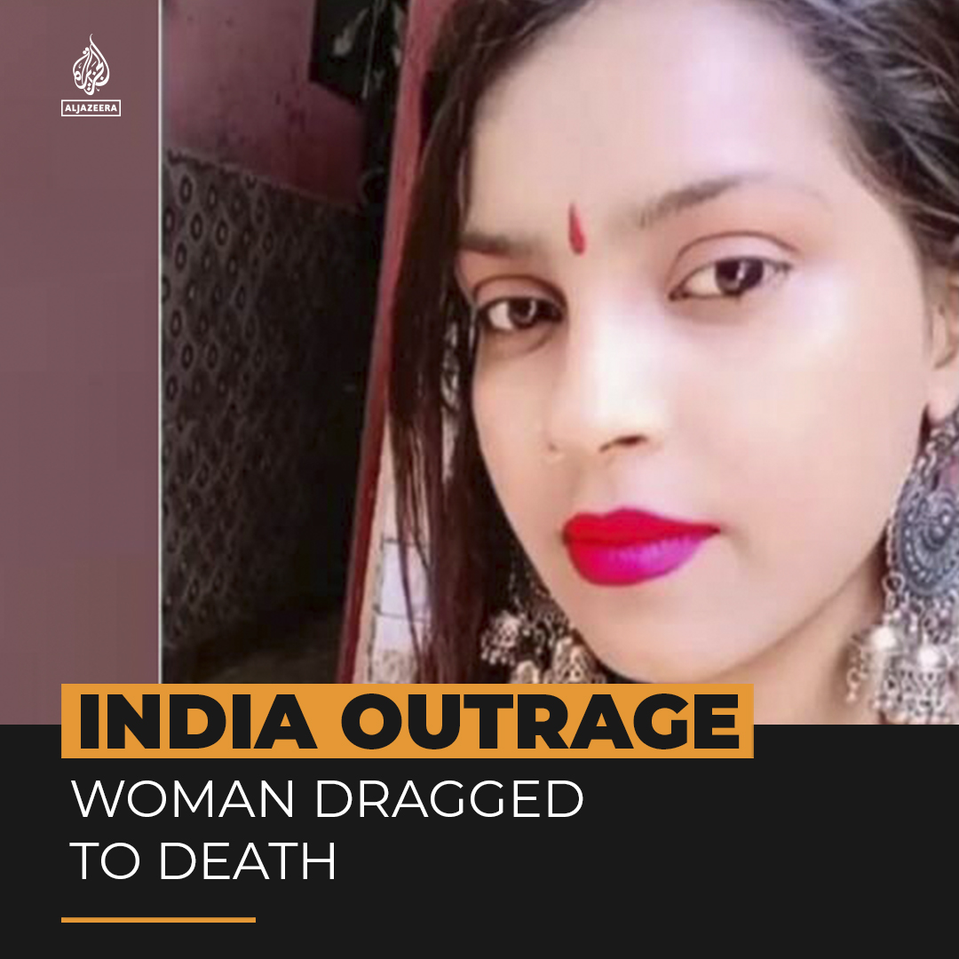 Protests have broken out in New Delhi after a woman was dragged to death for several kilometres under a car with five men inside, one of whom appears linked to the ruling BJP ⤵️