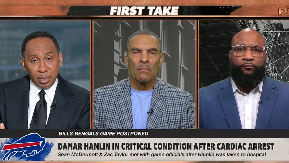 "We don't care about football right now, we care about him." Stephen A Smith gave a thoughtful response on Damar Hamlin: