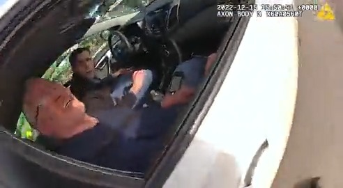 Body camera video shows Indiana State Police pulling over Brian Kohberger and his father in the white Hyundai as they drove from Washington to Pennsylvania on December 15th.