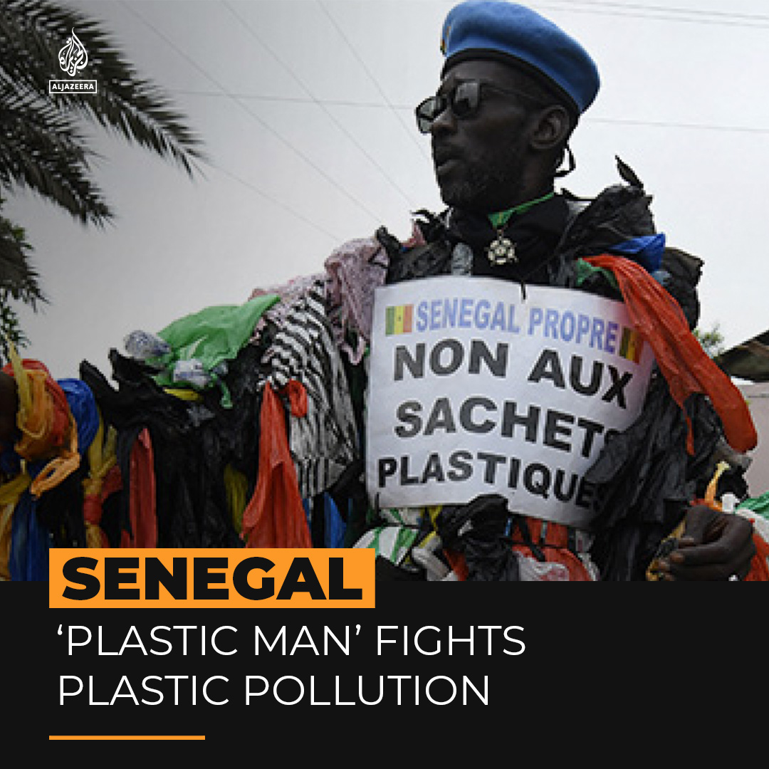 How Senegal's ‘plastic man’, has made it his mission to travel the country by foot to raise awareness of the plastic pollution crisis 👇