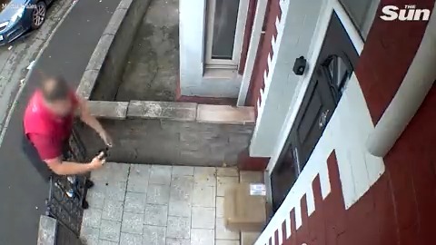 Shocking moment delivery driver throws parcel without even knocking on the front door