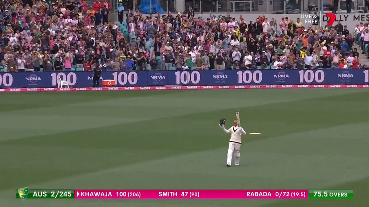 For his third consecutive innings in an SCG Test, it's an Usman Khawaja century! #AUSvSA