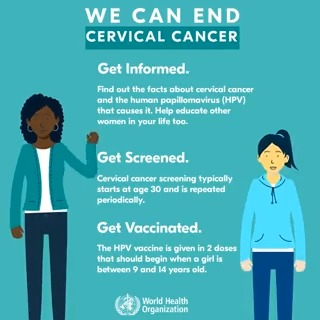 It's #CervicalCancer awareness month! Cervical cancer could be the first #cancer ever in the world to be eliminated, if: ✅90% of girls are vaccinated ✅70% of women are screened ✅90% of women with cervical disease receive treatment