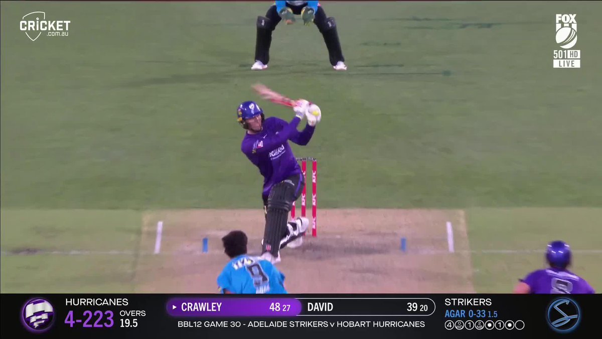 Fifty for Zak Crawley on his Big Bash debut 👏 Runs: 54* Balls: 28 Fours: 5 Sixes: 3 #BBL12