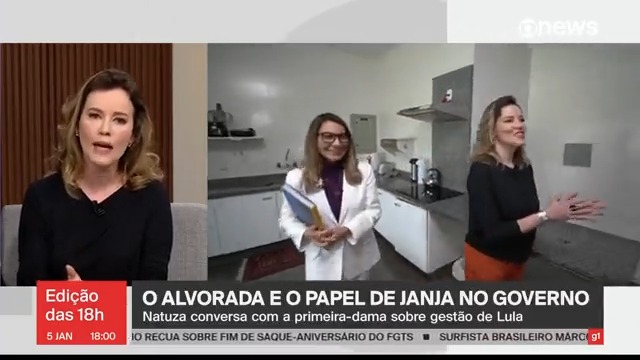 .Natuza Nery conversou com Janja sobre a gestão Lula no Palácio da Alvorada. Entrevista vai ao ar no #J10, nesta quinta (5). ‘Estado geral do edifício neste giro que fizemos não é bom’, diz a comentarista ➡ Assista ao #Edição18 Cesar Tralli: #GloboNews