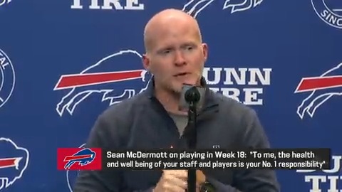 .Buffalo Bills HC Sean McDermott applauds the support shown to Damar Hamlin across the country, specifically the donations to his foundation. "For now Damar to be awake and his mom to be able to share that with him is incredible."